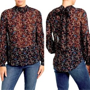 Veronica Beard Arlene Paisley Long Sleeve Silk Blouse - Size S?